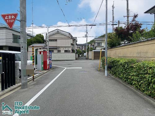 平野上柳町 1号地 建築条件付 土地の前面道路含む現地写真