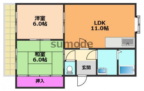 第1古曽部ハイツの間取り