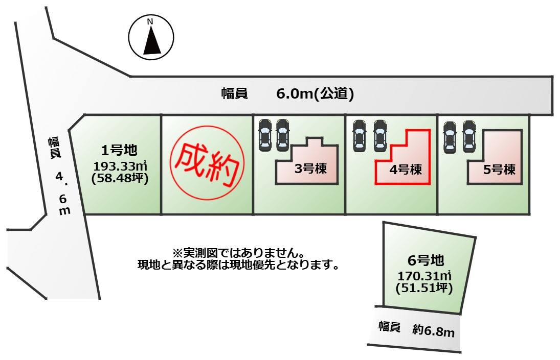 ワイウッドコート下都賀郡壬生町安塚第3期の区画図|【全5棟】各号棟の詳細については、お気軽にお問い合わせください♪