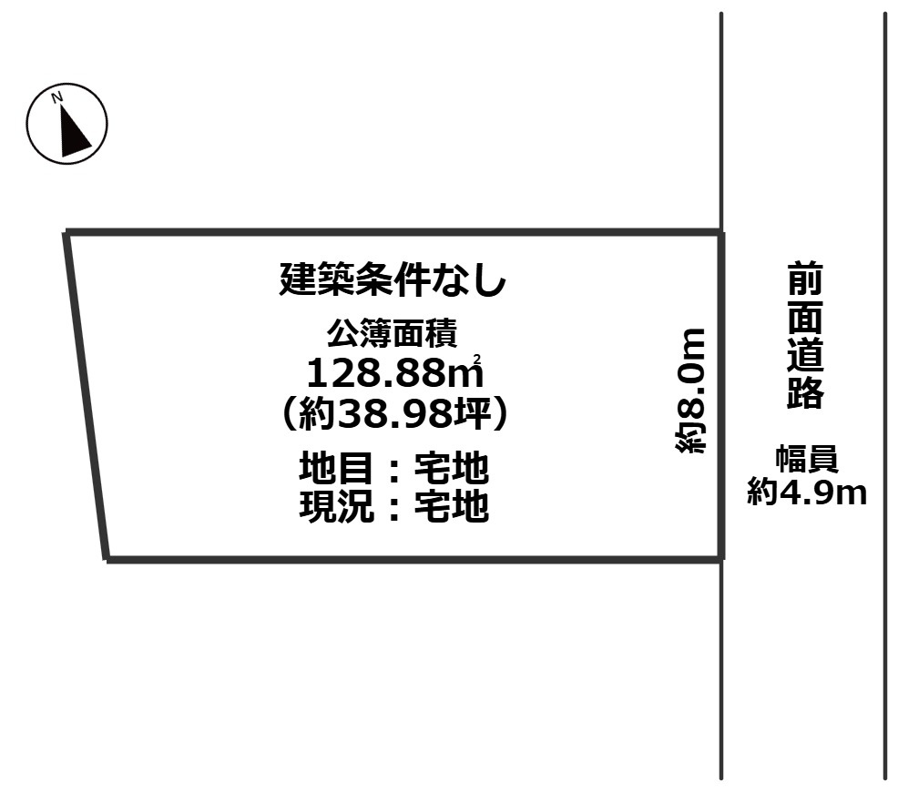 高島市今津町南新保38坪売地の土地図
