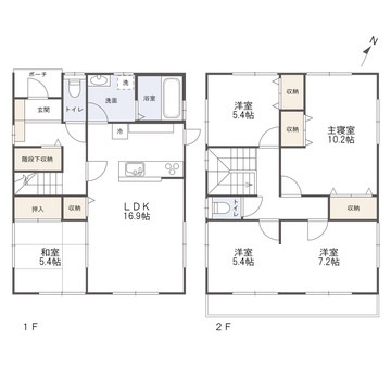 平成ヶ浜二丁目　戸建の間取り|ゆとりある延床面積124㎡。4つの居室を確保した広々とした住空間です。