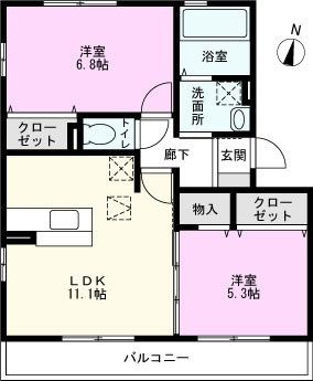 【間取り】 | メゾンドソレイユＤ 
