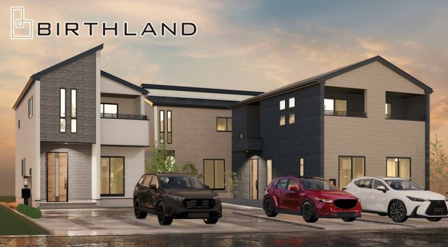 新築戸建・新築建売　郡山市東原一丁目　富田東小・富田中の外観パース|全体完成予想図