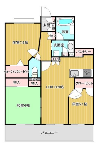アーサー小森野リバーパークの間取り|現況優先
