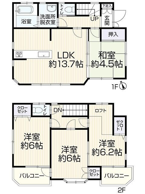 川越市木野目　中古戸建の間取り