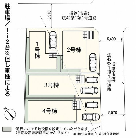 福岡市南区横手1丁目第7-4棟（1号棟）の区画図|配置図（1号棟）