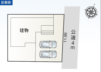 【完成】知多市日長台　全1棟の区画図|全体区画数｜全1棟
◆駐車2台可能！(但し、車種による)
◎まずは、お気軽にお問い合わせください。現地を案内しながら周辺環境も見て頂けます。