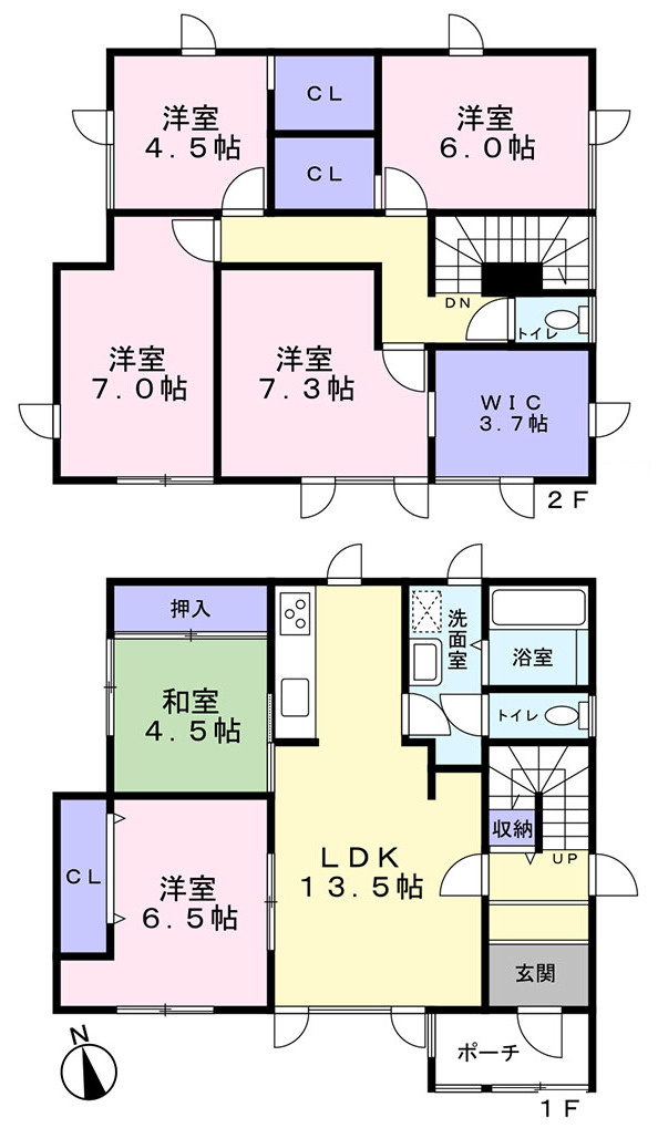 拓北7条5丁目 戸建の間取り|６ＬＤＫに間取り変更 ＋ ウォークインＣＬ新設