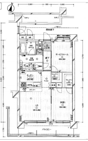 グリーンミユキ吉野町の間取り|【グリーンミユキ吉野町】・1LDKS・専有面積56.40m2・バルコニー面積11.05m2
