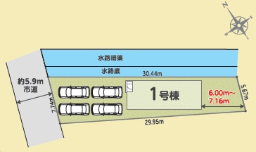 西尾吉良町荻原01期　新築分譲住宅　全1棟　1号棟の区画図
