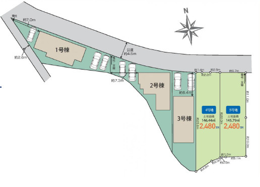 小田原市矢作　新築戸建　全3棟1号棟の区画図