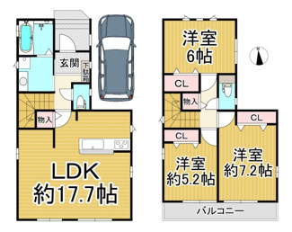 【間取り】 | 川西市西多田2丁目17の15　新築一戸建て