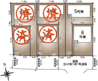【区画図】 | 郡山市八山田西2丁目新築一戸建て6棟