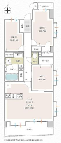 グレイス茅ヶ崎ソレアードの間取り|南向き　３LDK