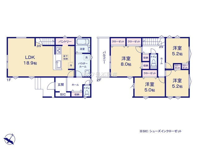 《仲介手数料無料》越谷市神明町２丁目326-17新築一戸建てフィットAの間取り