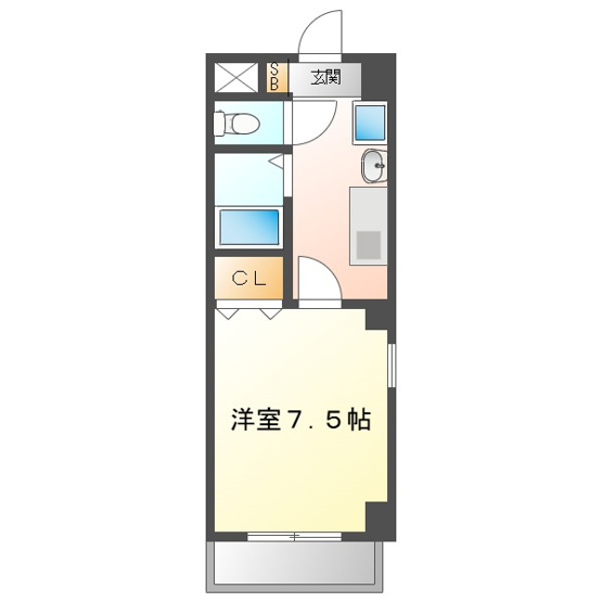 【間取り】 | ラ・ヴィスタ板宿 | 7.5帖の広々お部屋♪