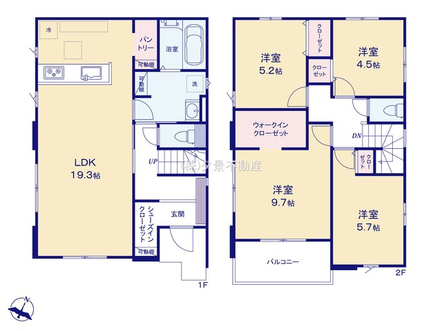 《仲介手数料無料》越谷市千間台西４丁目6-10新築一戸建てリガーレの間取り