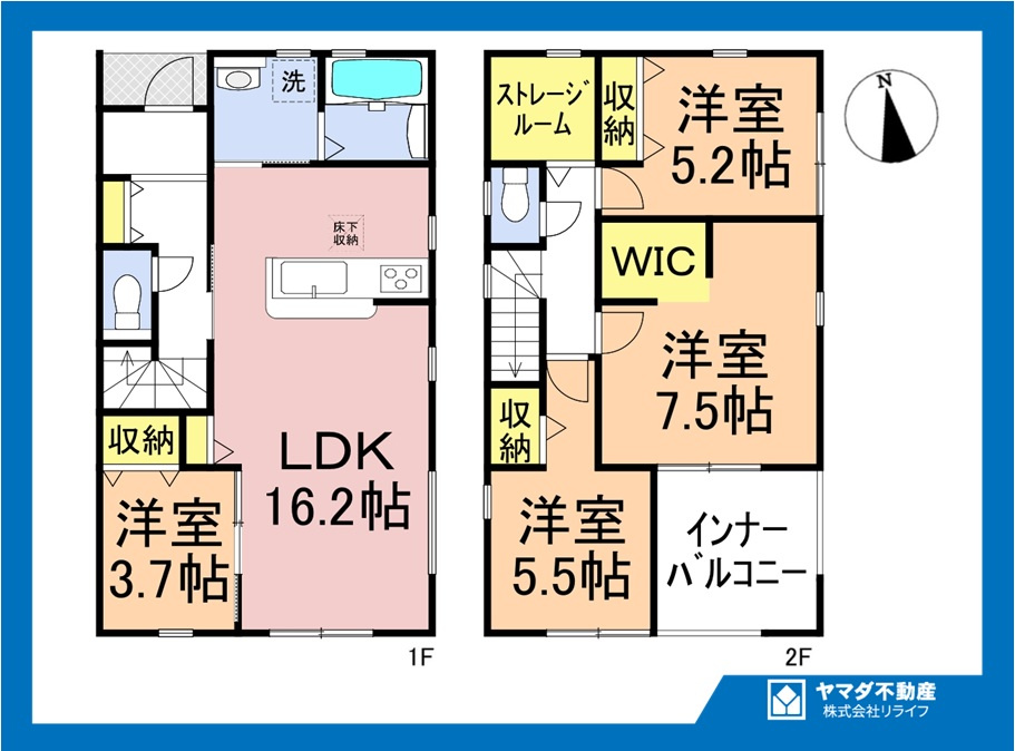リーブルガーデン　江南市小杁町　全4区画分譲の間取り|■3号棟　■ヤマダ不動産　株式会社リライフ　
■夢のマイホーム購入をフルサポートします！