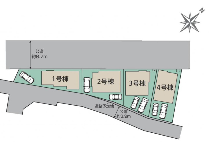 【仲介手数料無料】清瀬市下宿２期全４棟４号棟　清瀬市の不動産なら西武ハウジングの区画図