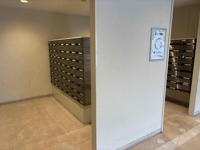 湯島ハイタウンB棟のエントランス|宅配ボックスです