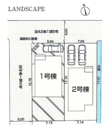 武蔵村山市本町5丁目　新築戸建全2棟の区画図