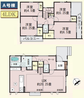 【間取り】 | 【仲介手数料無料！！】川崎市麻生区王禅寺西1丁目　新築戸建て（全2棟）A号棟　8990万円 | A号棟　4LDK車庫並列2台　建物面積：101.33㎡