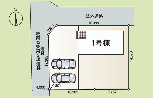 土浦市右籾第13　新築戸建の区画図
