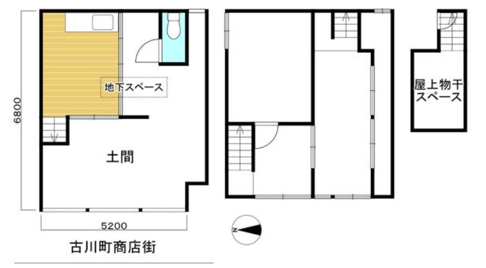 古川町商店街八軒町店舗の間取り