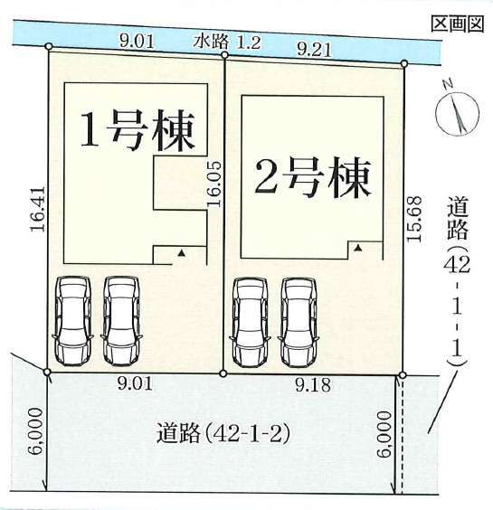 姫路市北原7期（全2棟）2号棟の区画図|2号棟です。