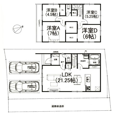 大津市本堅田2丁目1期1号地　新築戸建の間取り
