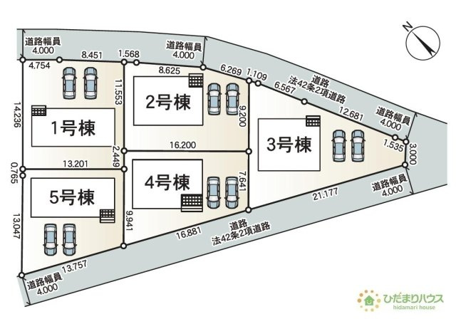 【区画図】 | 土浦市神立町第9　新築戸建　1号棟 | 急な来客時にも安心な、並列駐車2台まで可能です(^^♪
（1号棟）