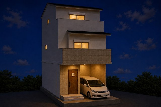 南庄所町の外観パース|新築参考プラン2215万円、建物面積85.86m2