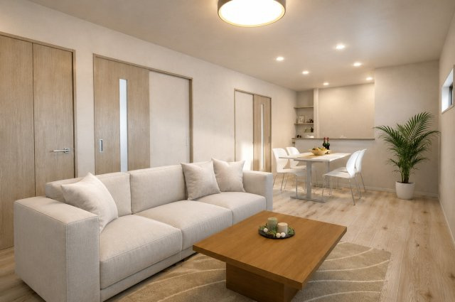 南庄所町の完成予想図|―LDK17帖パース― 新築参考プラン2215万円、建物面積85.86m2