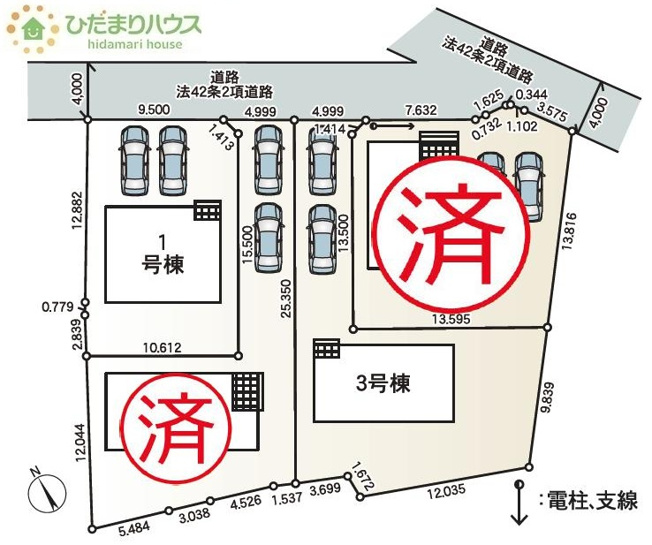 【区画図】 | 土浦市神立町第8　新築戸建　3号棟 | カースペースは2台分確保!
（3号棟）