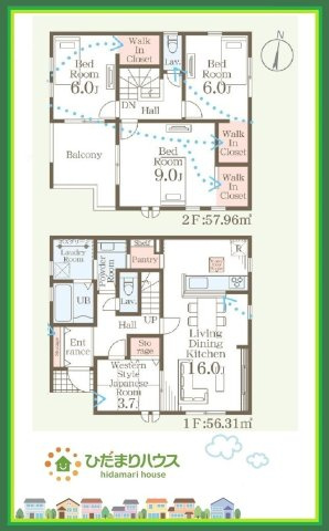 小名浜大原2期　新築戸建の区画図|周辺は緑も多く、スーパーやドラックストアも近い為、住環境良好です♪