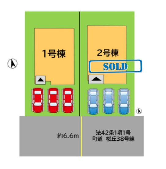 【区画図】 | 糟屋郡志免町桜丘3丁目6期　1号棟（全2棟）【仲介手数料無料・0円】 | 区画図です。1号棟
