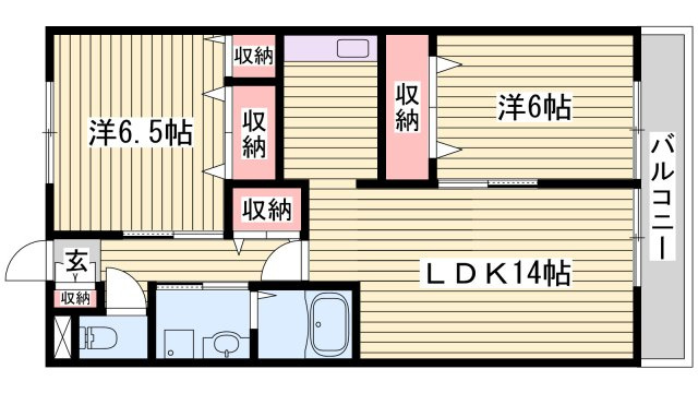 姫路市亀山２丁目のハイツの間取り
