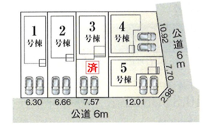 半田市宮本町6丁目　2号棟の区画図