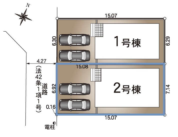 高知市針木東町　第1・2号棟 新築戸建ての区画図