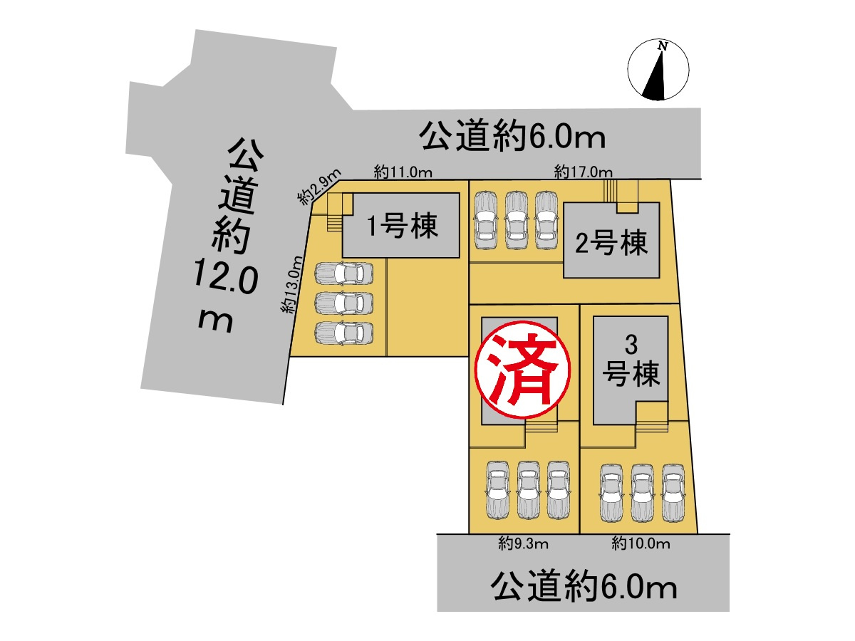 クワイエ　岐阜市中川原第２　全４区画分譲の区画図|■区画図
■YAMADA電機の　ヤマダ不動産　株式会社リライフ　
いつでもお問合わせ下さい。