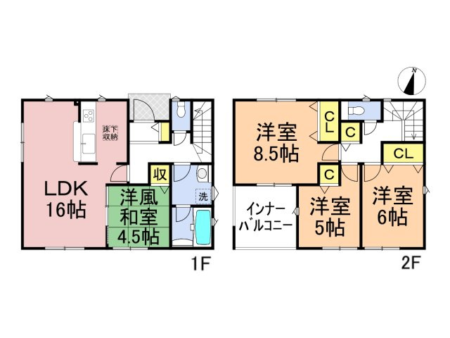 クワイエ　岐阜市中川原第２　全４区画分譲の間取り|■2号棟　■ヤマダ不動産　株式会社リライフ　
■夢のマイホーム購入をフルサポートします！