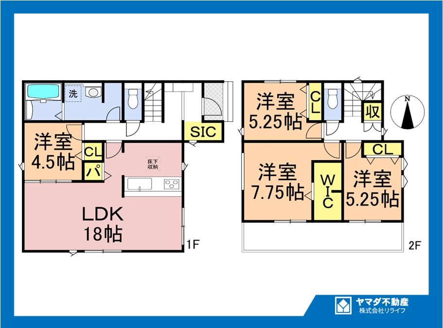 グラファーレ　一宮市萩原町西宮重　全1区画分譲の間取り|■1号棟　■ヤマダ不動産　株式会社リライフ　
■夢のマイホーム購入をフルサポートします！