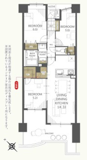 【間取り】 | リーベスト西千葉 | 66.05㎡　3ＬＤＫ
