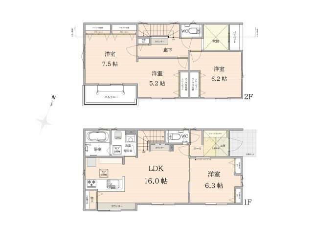【間取り】 | ふじみ野市新駒林3丁目　中古一戸建住宅（ふじみ野店） | 全居室6帖以上とゆとりある広さの3LDK。
随所に収納を設け整理整頓がしやすく快適です！