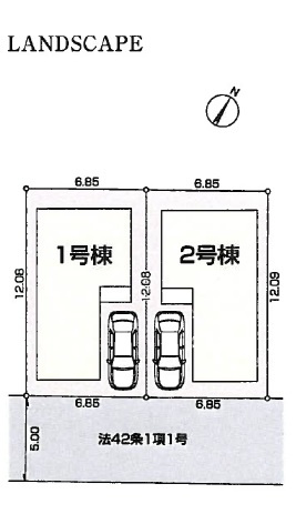 青梅市末広町1丁目　新築1号棟の区画図