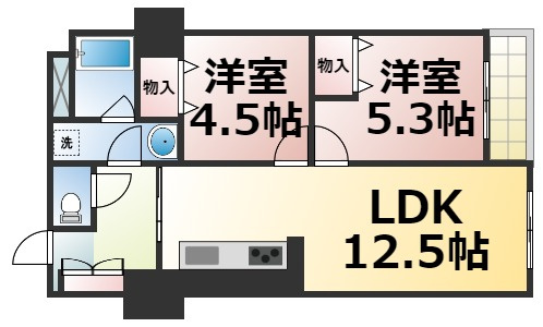 【間取り】 | 勝山タウンハイツ　仲介手数料無料