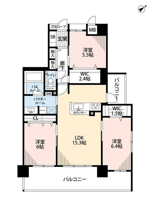 アルファステイツ上乃木の間取り|LDKを中心に左右の洋室が配置された間取りです♪
家族の笑顔が揃うLDK空間が特徴的！