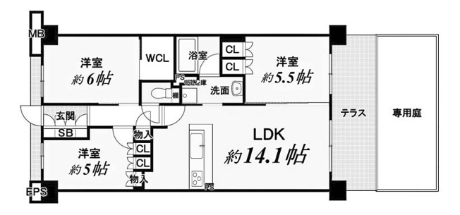 【間取り】 | メイツ京都梅津 | 専有面積66.15㎡