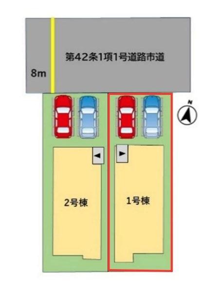 岩田町2丁目1期1号棟の区画図|全体区画図です。