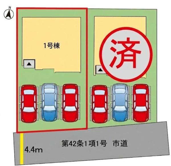 岩田町2丁目2期1号棟の区画図|全体区画図です。